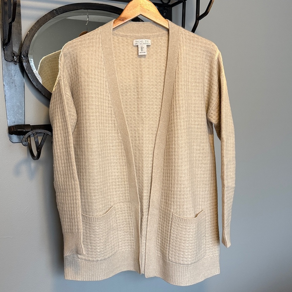 Rachel Zoe Tan 💯 Cashmere Open-Front Cardigan